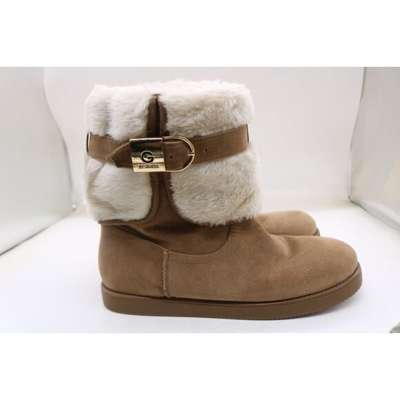 Guess Alta-X Womens Sz 9 M Faux Fur Lined Cold Weather Ankle Buckle Boots Brown - Picture 3 of 9